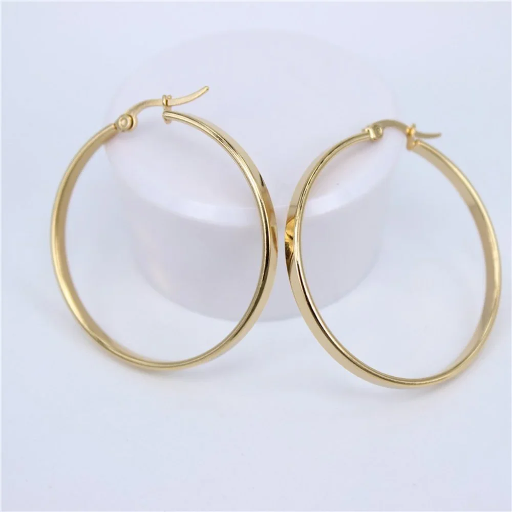 NEW 18K Yellow Gold 1.5'' Round Hoop Earrings 1